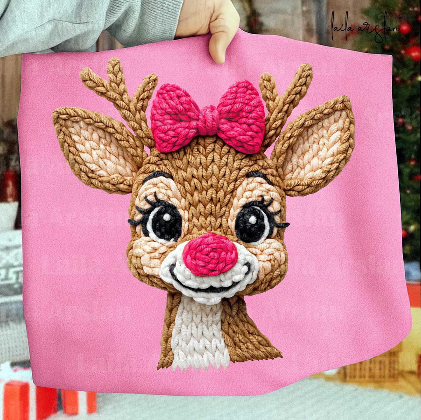 Faux Yarn Ruby Reindeer T~Shirt