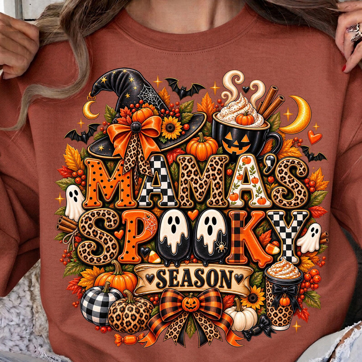 Mama Spooky Witch Hat Halloween ~ CHOOSE T SHIRT, SWEATSHIRT, HOODIE