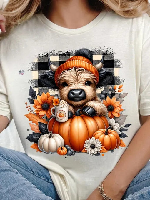 Shaggy Cow with Pumpkin T~Shirt