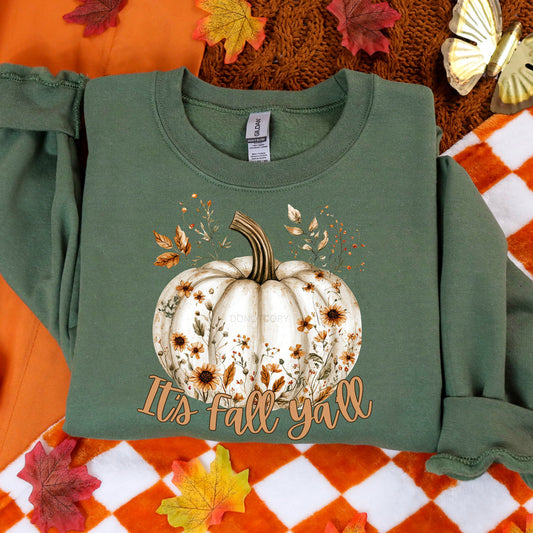 White Pumpkin Sunflower It's Fall Y'all Sweatshirt