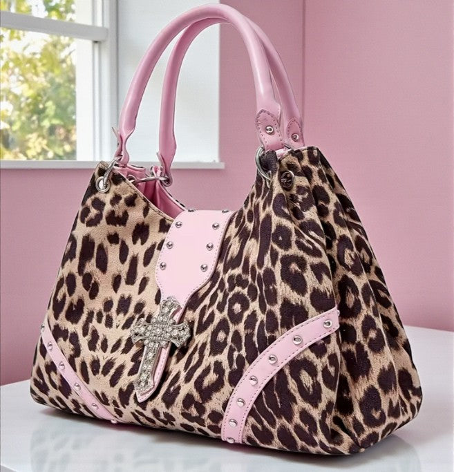 Leopard Print and Pink Handbag