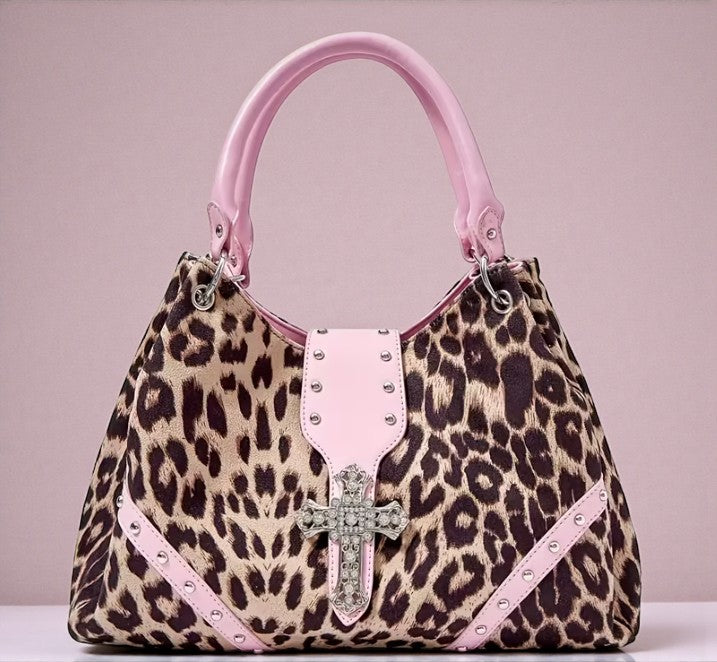 Leopard Print and Pink Handbag