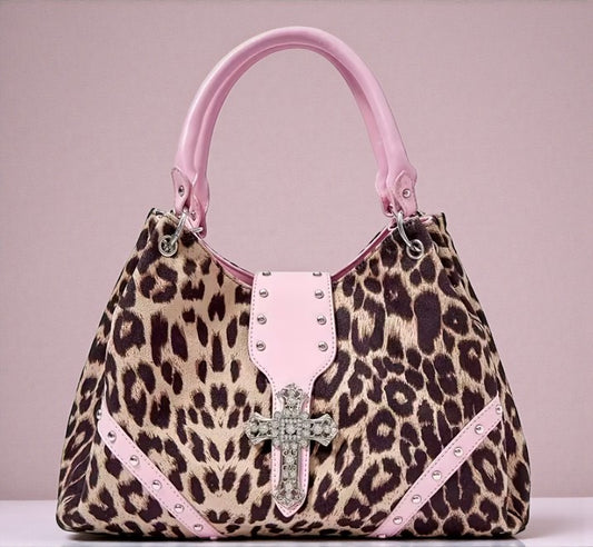 Leopard Print and Pink Handbag