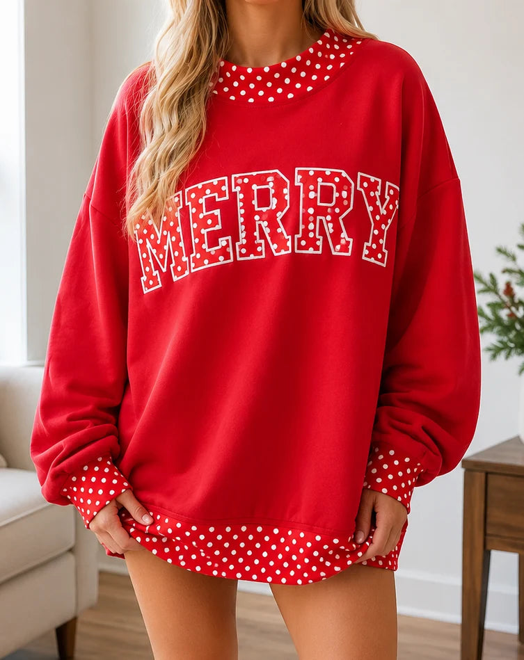 Polka Dot Slogan Sweatshirts