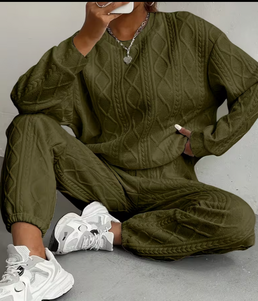 ✨ Cozy Luxe Jacquard Lounge Set