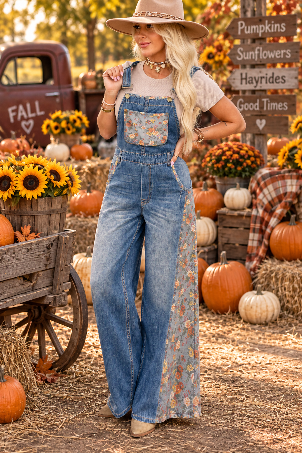 Floral Patchwork Overalls