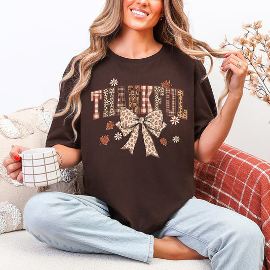 Thankful Cheetah Bow T~Shirt