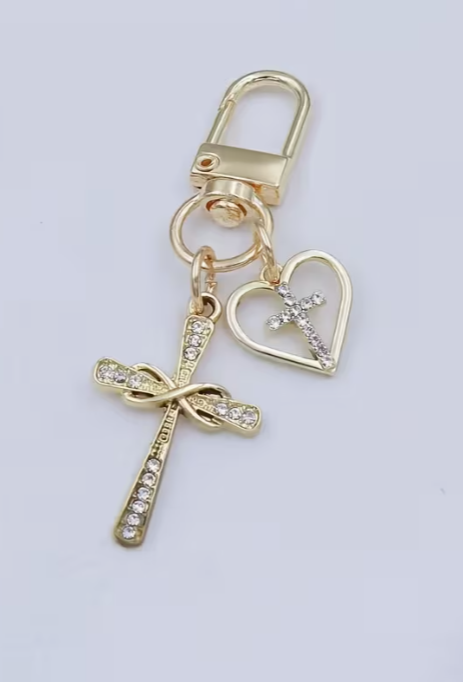 Gold Cross Bag Charm
