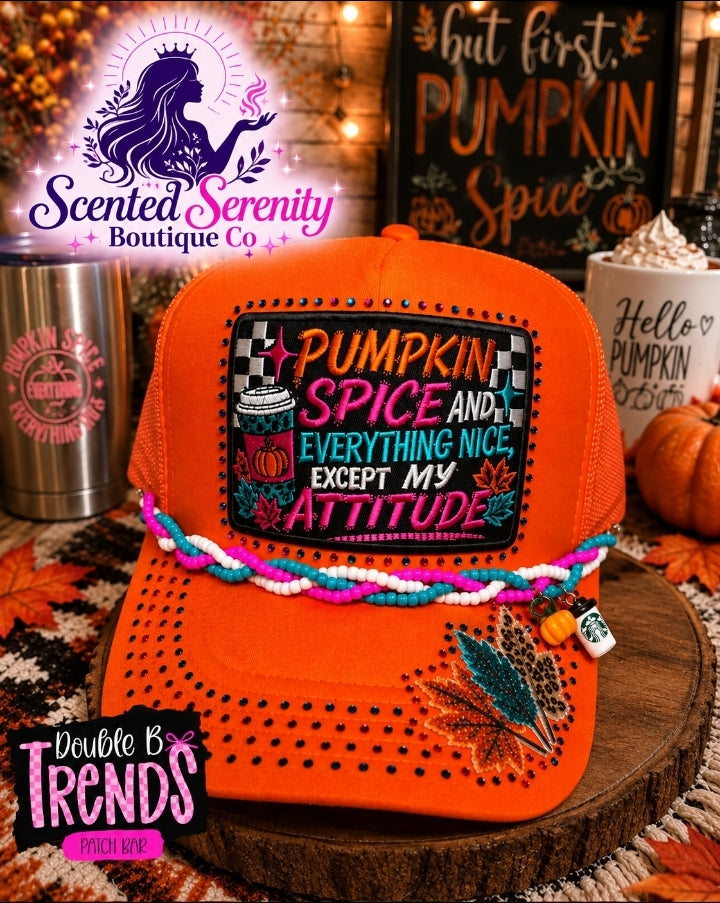 Pumpkin Spice Attitude Bling Trucker Hats