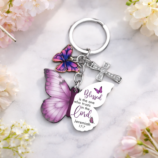 ✨ Blessed Butterfly Faith Keychain Purse Charm– Inspirational Charm Gift ✝️🦋