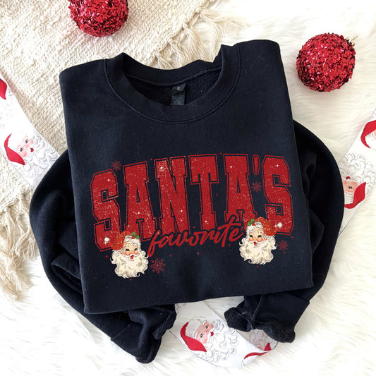 Faux Glitter Santa's Favorite Sweatshirt