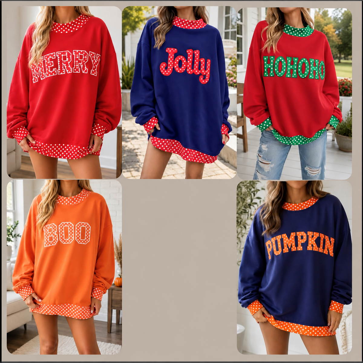 Polka Dot Slogan Sweatshirts