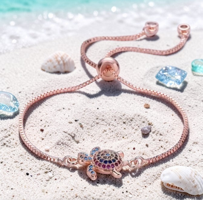 Crystal Turtle Adjustable Bracelet