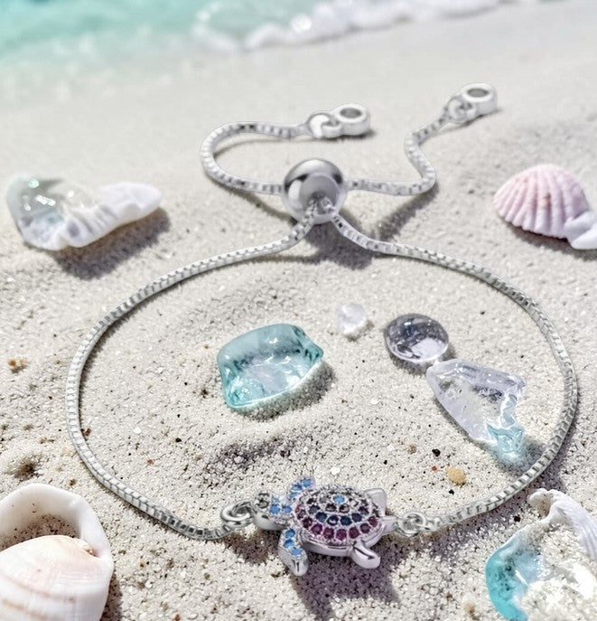 Crystal Turtle Adjustable Bracelet