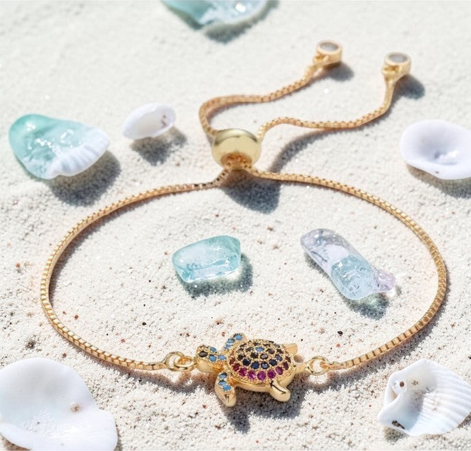 Crystal Turtle Adjustable Bracelet