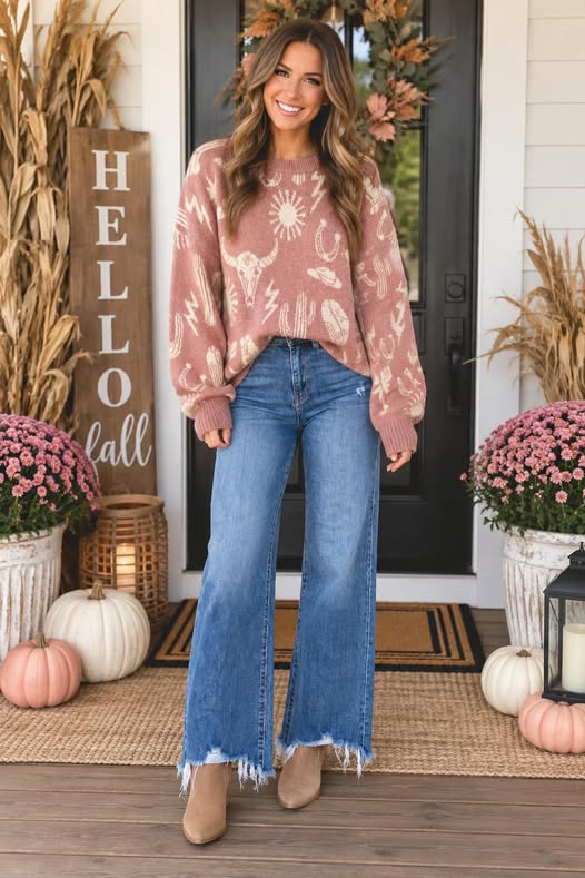 Peach Western Sweater