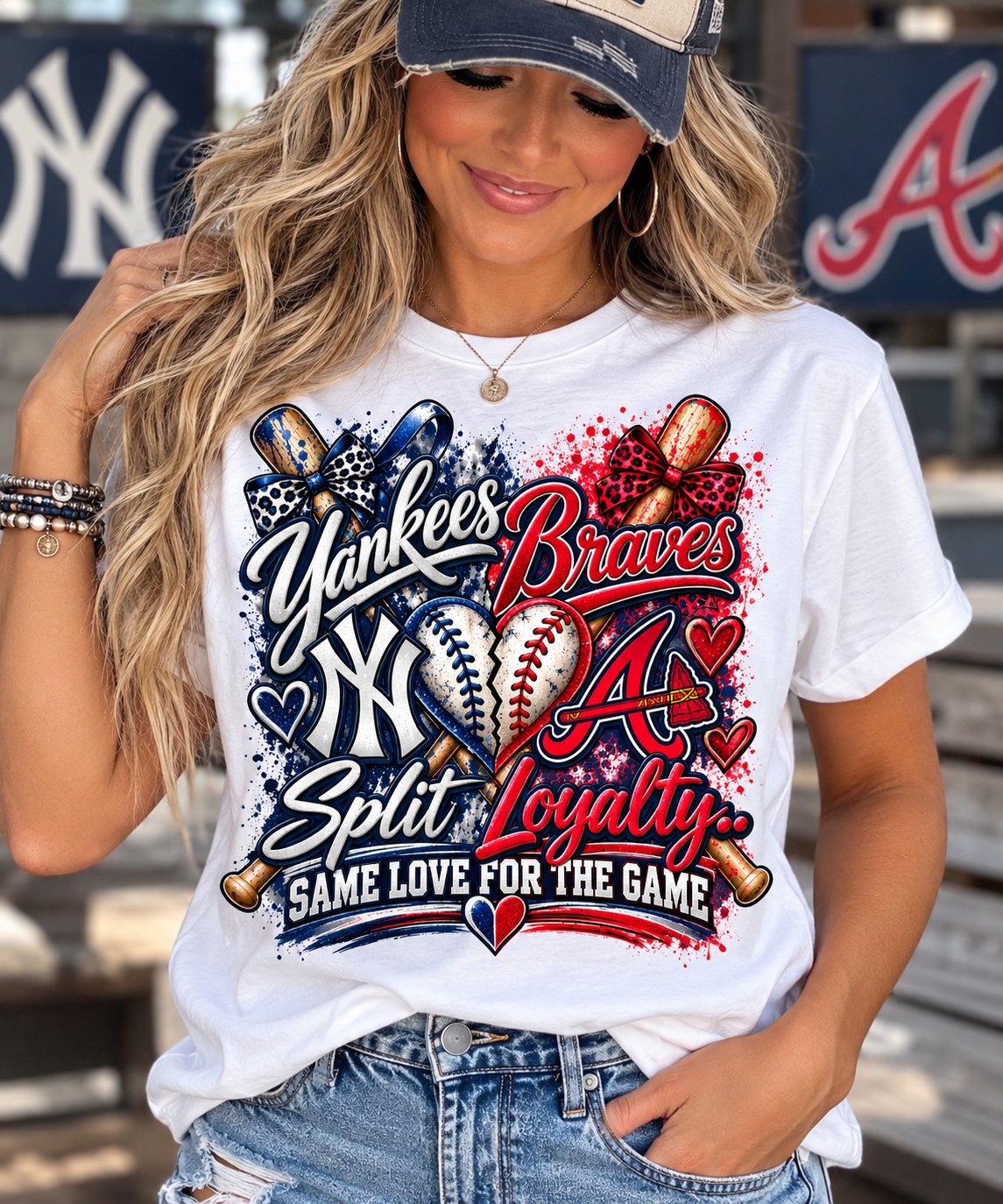Yankees Braves Split ~ CHOOSE T SHIRT, SWEATSHIRT, HOODIE